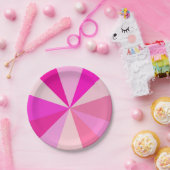 ピンクのポップアートのモダン60sファンキーで幾何学的な光線 ペーパープレート (パーティー)