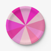 ピンクのポップアートのモダン60sファンキーで幾何学的な光線 ペーパープレート (正面)