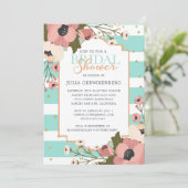 ピンクのポピーな愛 | ブライダルシャワーへの招待 招待状 (スタンド正面)