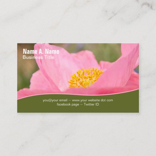 ピンクのポピーのクローズアップ写真の両面 名刺 (正面)