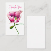 ピンクのポピーの水彩フラワーアート ノートカード (正面/裏面)