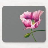 ピンクのポピーの水彩花のアーかわいらしト マウスパッド (正面)