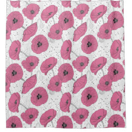 ピンクのポピーの花のシャワーカーテン シャワーカーテン