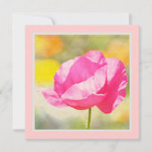 ピンクのポピーの花の赤ちゃんシャワー 招待状 (正面)