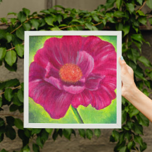 ピンクのポピーの花アクリ絵画ルの ポスター
