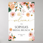 ピンクのポピーの花ブライダルシャワーへようこそ ポスター (正面)