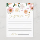 ピンクのポピーの花ベビーシャワー祈りの言葉カード (正面)