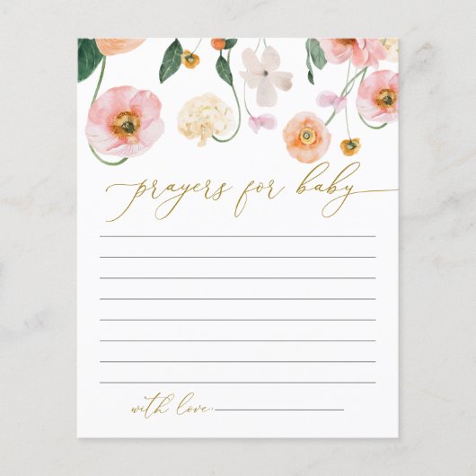 ピンクのポピーの花ベビーシャワー祈りの言葉カード (正面)