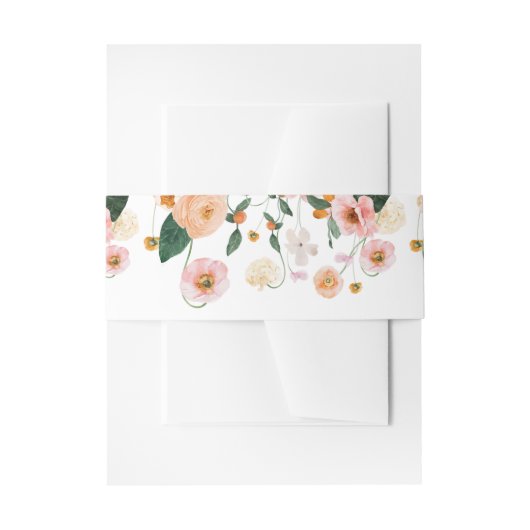 ピンクのポピー素朴ズ結婚の花 招待状ベリーバンド (正面例)