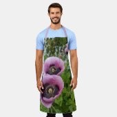 ピンクのポピー紫色の花の女性ムマザーズのエプロン エプロン (着用した状態)