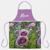 ピンクのポピー紫色の花の女性ムマザーズのエプロン エプロン (正面)