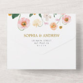 ピンクのポピー結婚の花 オールインワン招待状 (裏面)