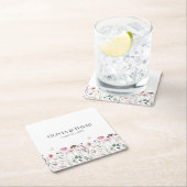 ピンクのポピー結婚の草地 スクエアペーパーコースター (インサイチュ)