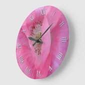 ピンクのポピー花好きデザイナー時計 ラージ壁時計 (傾斜)