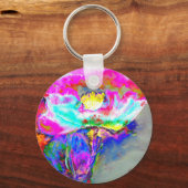 ピンクのポピー、水彩フローラ絵画ズ キーホルダー (正面)