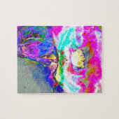 ピンクのポピー、水彩フローラ絵画ズ ジグソーパズル (横)