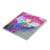 ピンクのポピー、水彩フローラ絵画ズ タイル (側面)