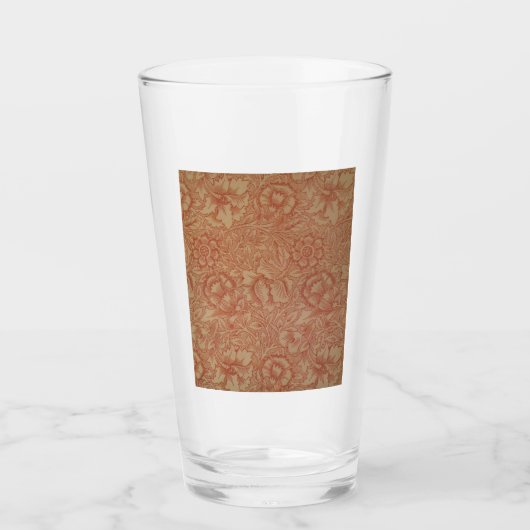 ピンクのポピー(William Morris著) (ヴィンテージパターン) タンブラーグラス (正面)