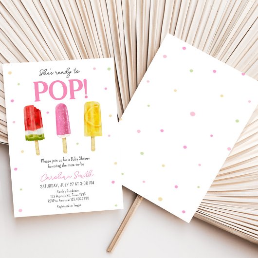 ピンクのポプシクルの赤ちゃんシャワー 招待状