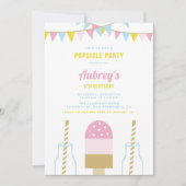 ピンクのポプシクルパーティー |夏の誕生日招待状 招待状 (正面)