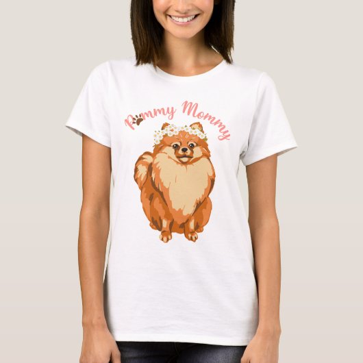 ピンクのポメラニアン ポミー・マミーTシャツ Tシャツ (正面)