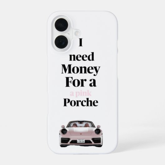 ピンクのポルシェのために資金が必要 iPhone 16ケース (裏面)