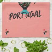 ピンクのポルトガルのシンボル、バルセロス・ルースター キッチンタオル (折り畳み)