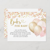 ピンクのポンチョ風気球のベイビーシャワーブック 赤ちゃんのための絵本 インビテーションポストカード (正面/裏面)