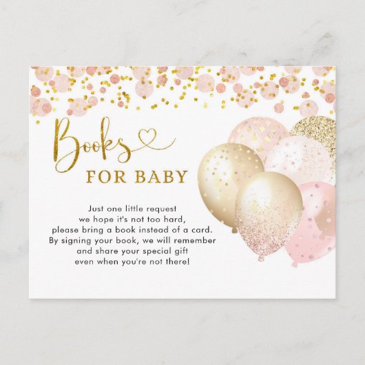 ピンクのポンチョ風気球のベイビーシャワーブック 赤ちゃんのための絵本 インビテーションポストカード (正面)