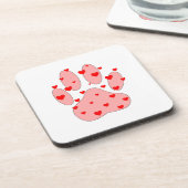 ピンクのポープリントとハート コースター (左側)