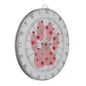 ピンクのポープリントとハート ダーツボード (正面左)