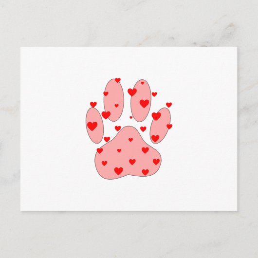 ピンクのポープリントとハート ポストカード (正面)