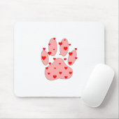 ピンクのポープリントとハート マウスパッド (マウス)