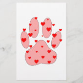 ピンクのポープリントとハート 便箋 (正面)