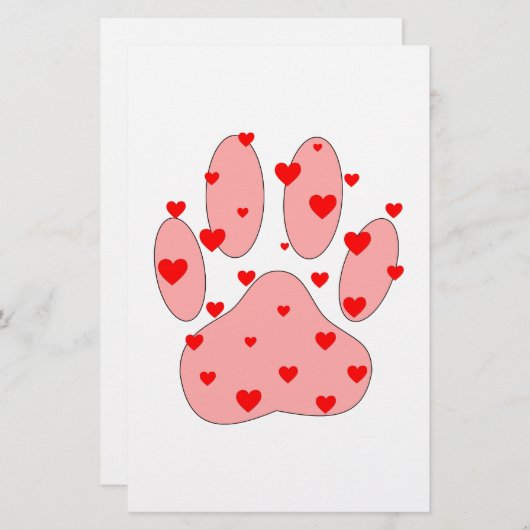 ピンクのポープリントとハート 便箋 (正面/裏面)