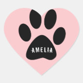 ピンクのポープリントハートシール(名前あり) ハートシール (正面)