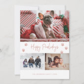 ピンクのポープリント3フォトコラージハッピーパワデイズペット シーズンカード (正面)