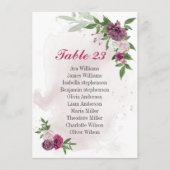 ピンクのマウブの花とグリーンの席順表カード エンクロージャーカード (正面)