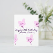 ピンクのマウベの花模様 15歳の誕生日 クインセアニエラ ネーム デ ポストカード (スタンド正面)