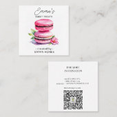 ピンクのマカロンモダンウォーターカラーベーカリー スクエア名刺 (正面/裏面)