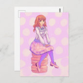 ピンクのマカロン少女 ポストカード (正面/裏面)