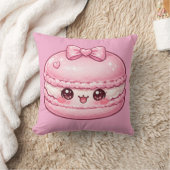 ピンクのマカロン スウィート かわいい クッション 枕 (ブランケット)