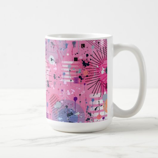 ピンクのマキシマリスト抽象芸術 コーヒーマグカップ (右)