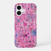 ピンクのマキシマリスト抽象芸術  iPhone 16ケース (裏面)