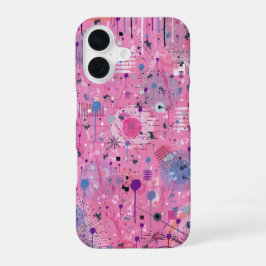 ピンクのマキシマリスト抽象芸術  iPhone 16ケース