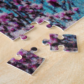 ピンクのマグノリアがブルースカイの写真絵画の花 ジグソーパズル (側面)