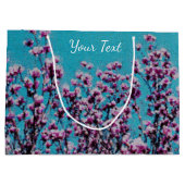 ピンクのマグノリアがブルースカイの写真絵画の花 ラージペーパーバッグ (裏面)