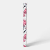 ピンクのマグノリアと青いティットバード SAMSUNG GALAXYケース (左側面)