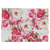 ピンクのマグノリアのギフトバッグ ラージペーパーバッグ (裏面)