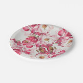 ピンクのマグノリアの紙皿 ペーパープレート (アングル)